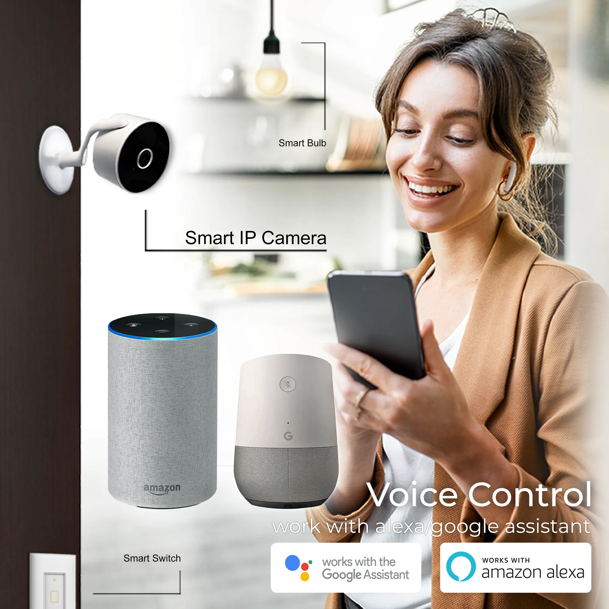 Wi-Fi Wireless Smart IP Camera with Dedicated Mobile App, Full HD 1080P, Indoor IP Camera with Night Vision, Two Way Audio Video, SD Card and Cloud Storage, Motion Detection. Pet/Baby Monitor