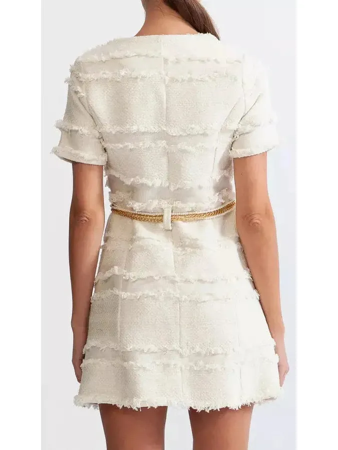 Women’s Belted Tweed Mini Dress