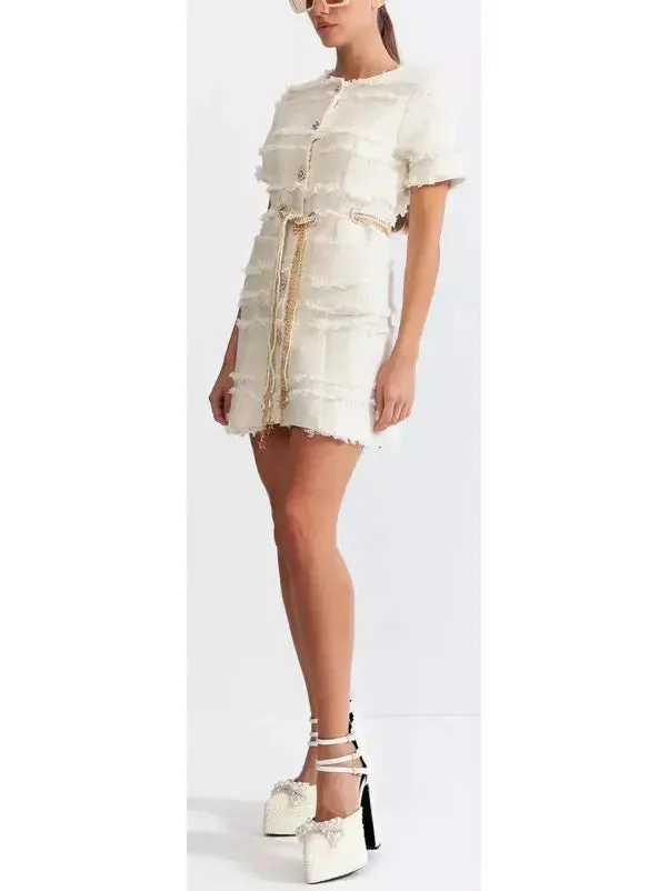 Women’s Belted Tweed Mini Dress