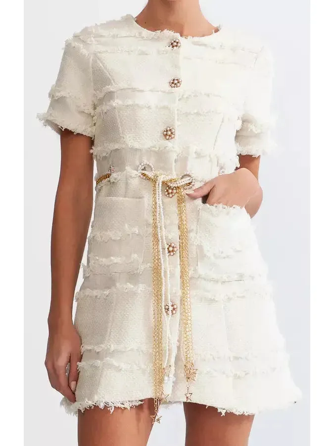 Women’s Belted Tweed Mini Dress