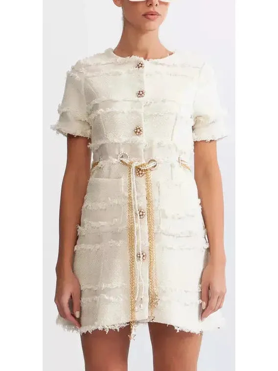 Women’s Belted Tweed Mini Dress