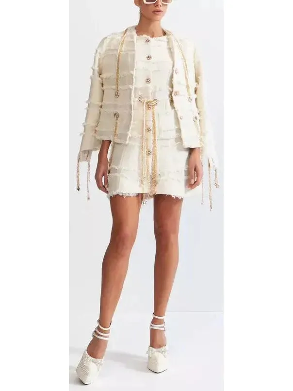 Women’s Belted Tweed Mini Dress