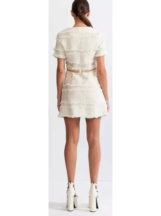 Women’s Belted Tweed Mini Dress