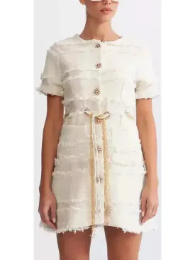 Women’s Belted Tweed Mini Dress
