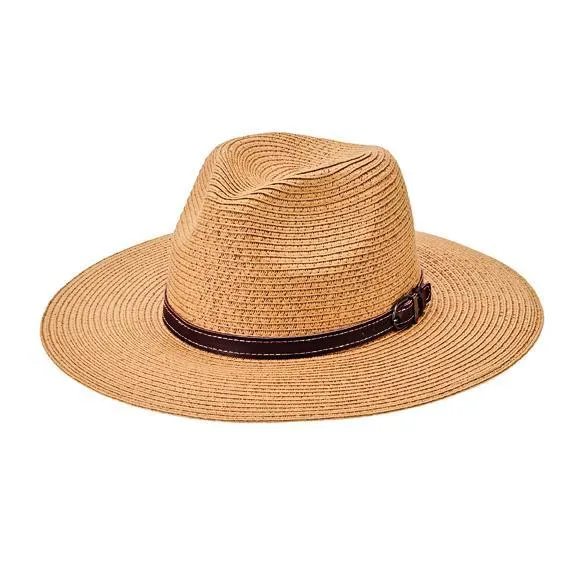 Women's fedora with faux leather band and buckle