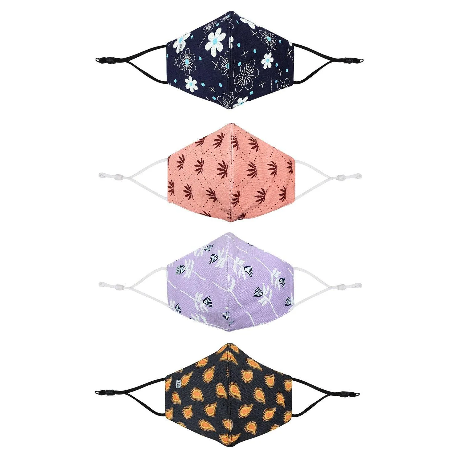 Women's Printed Cotton Face Mask  - Pack of 4